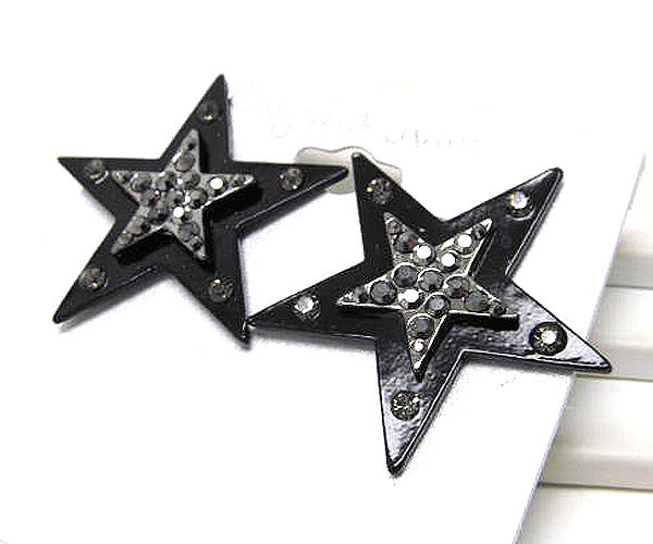 Crystal large star  and metal casting earring