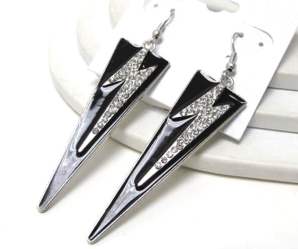 Crystal metal triangle lightning bolt basketball wives inspired  drop earrings