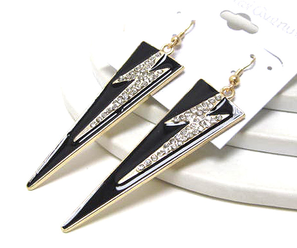 Crystal metal triangle lightning bolt basketball wives inspired  drop earrings