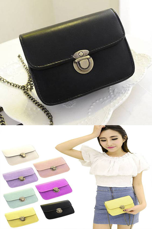 Pu leather metal strap mini shoulder bag