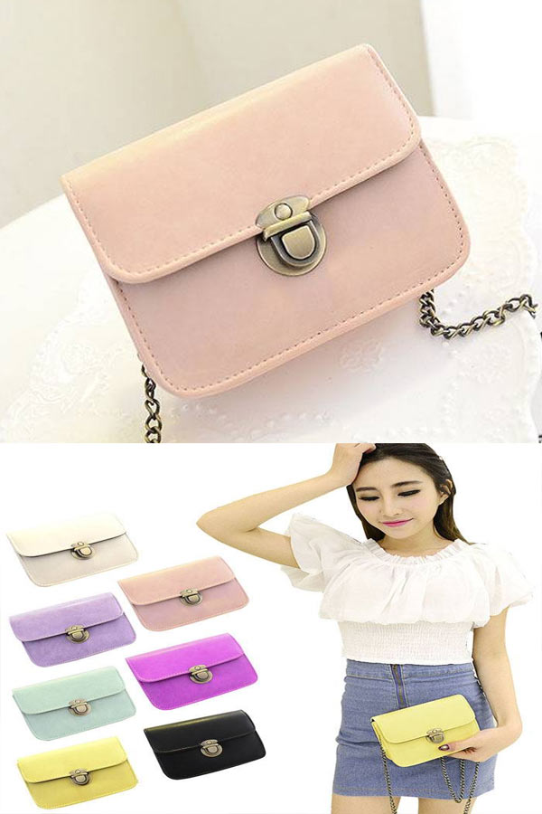 Pu leather metal strap mini shoulder bag