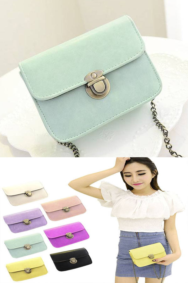 Pu leather metal strap mini shoulder bag