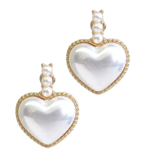 Heart pearl drop earring