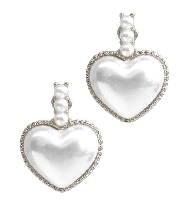 Heart pearl drop earring