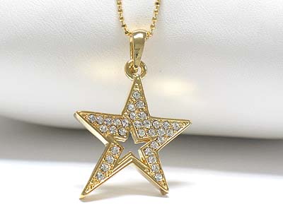 Crystal stud open star necklace