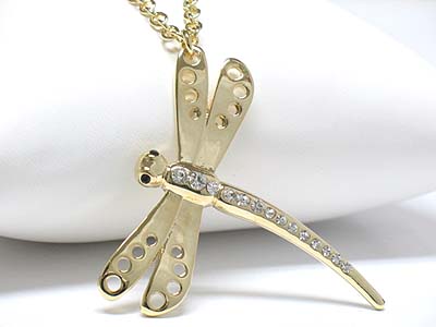 Crystal stud dragonfly pendant necklace