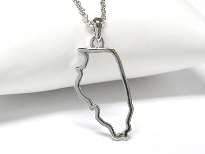 Metal illinois map pendant necklace