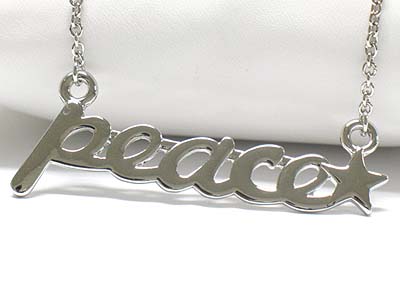 Metal peace word pendant necklace