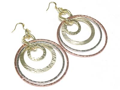 Multi metal hoop drop earring - hoops