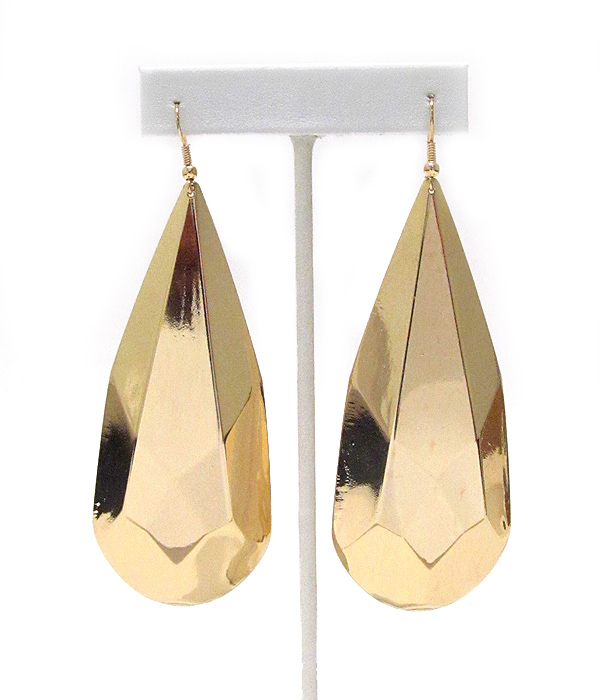 Large facet metal teardrop earring