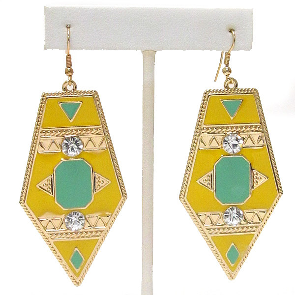 Crystal and epoxy deco architectural earring