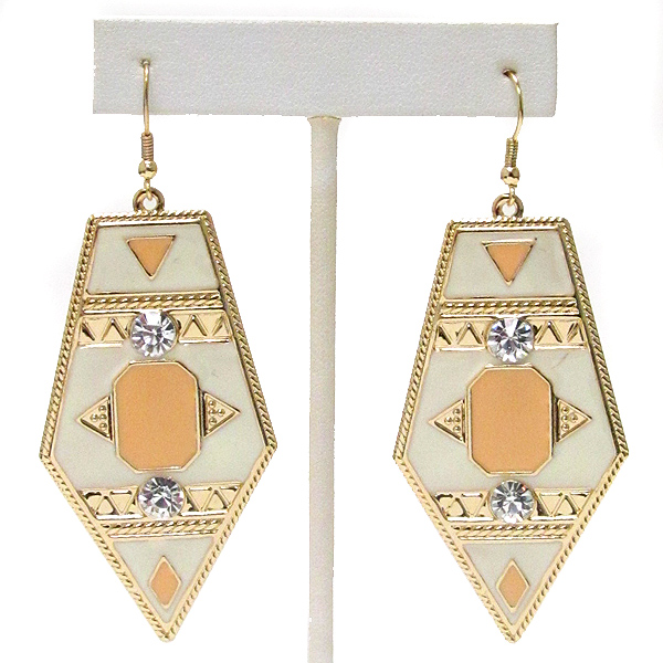 Crystal and epoxy deco architectural earring