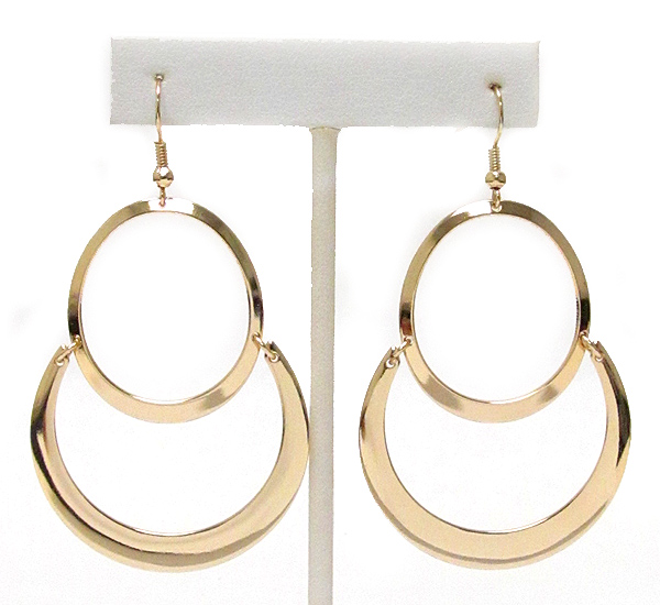 Double metal hoop drop earring - hoops