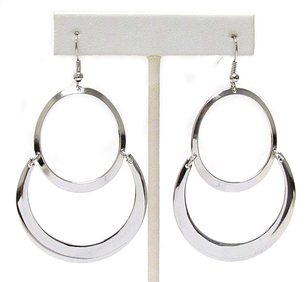 Double metal hoop drop earring - hoops