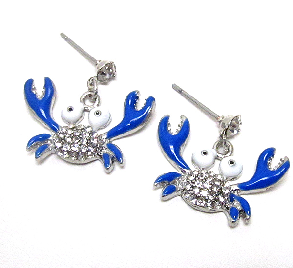 Crystal and epoxy deco crab earring