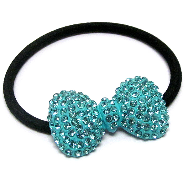 Crystal stud ribbon pony tail band