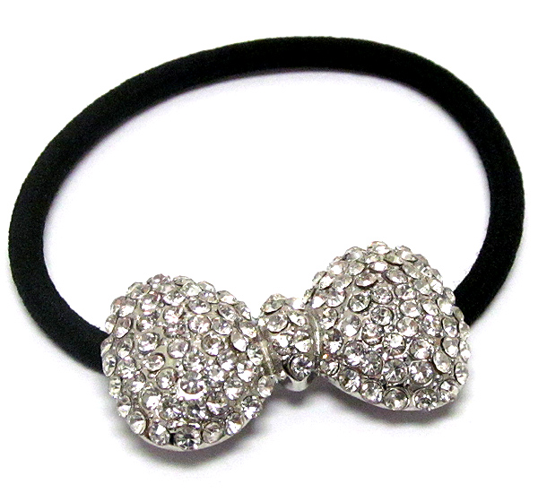 Crystal stud ribbon pony tail band