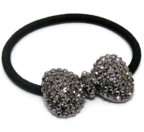 Crystal stud ribbon pony tail band