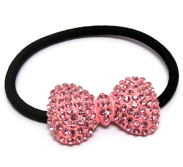 Crystal stud ribbon pony tail band