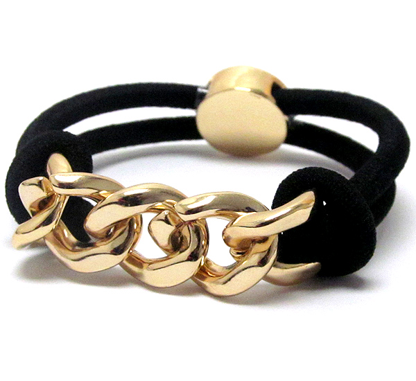 Thick chain accent stretch bracelet or pony tail band