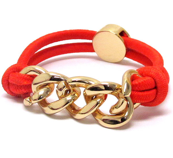 Thick chain accent stretch bracelet or pony tail band