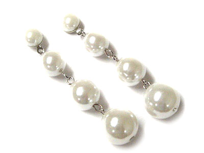 Pearl beads linear drop earring