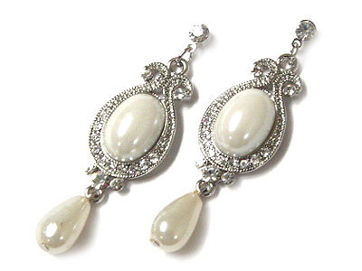 Formica stone and beads drop earring earring