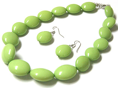 Acryl color egg beads neckalce and earring set