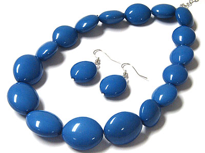 Acryl color egg beads neckalce and earring set