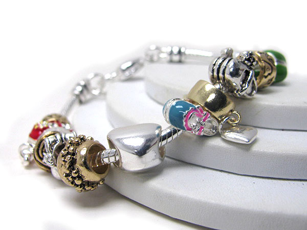 Designer style multi charm link bracelet - baby shoe