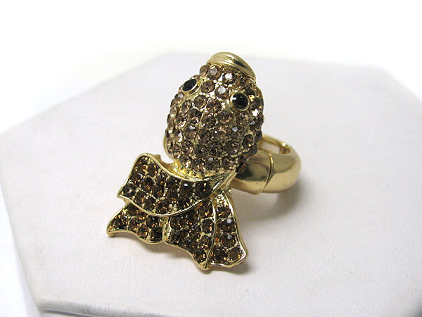 Crystal stud golden fish stretch ring