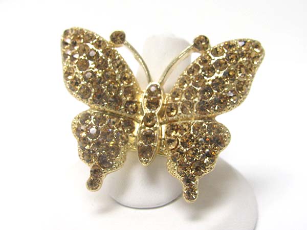 Crystal stud butterfly stretch ring