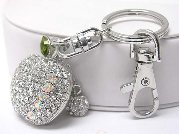 Crystal stud apple key chain charm