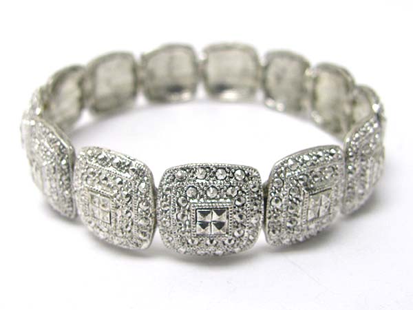 Marcasite look metal textured stretch bracelet