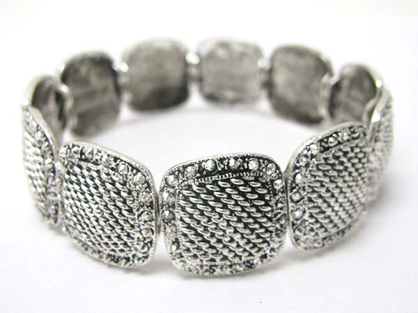 Marcasite look metal textured stretch bracelet