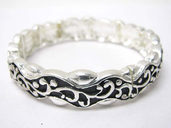 Casting metal filigree stretch bracelet