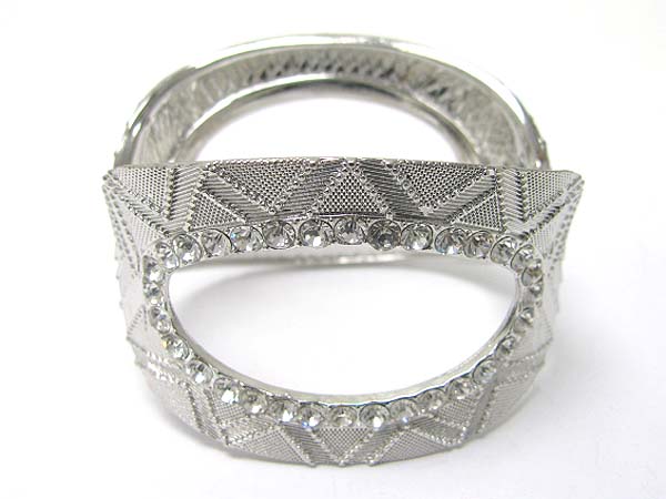 Crystal stud wide metal hinge bangle