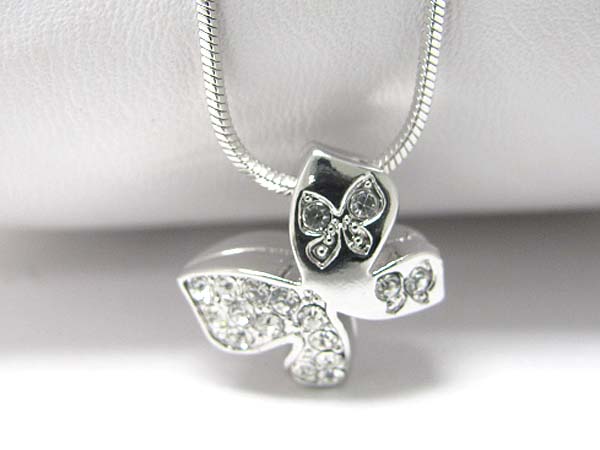 Made in korea whitegold plating crystal butterfly pendant necklace