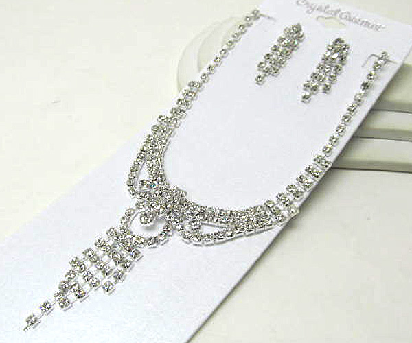 Rhinestone party necklace earring set