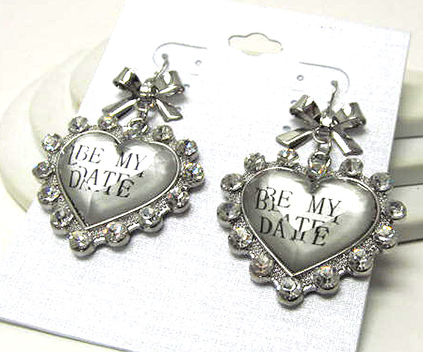 Crystal heart be my date earring