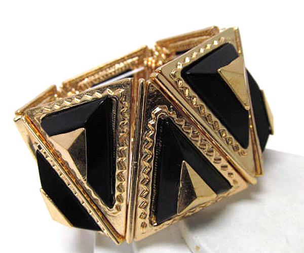 Metal triangle patern and acryl fashion stretch bracelet