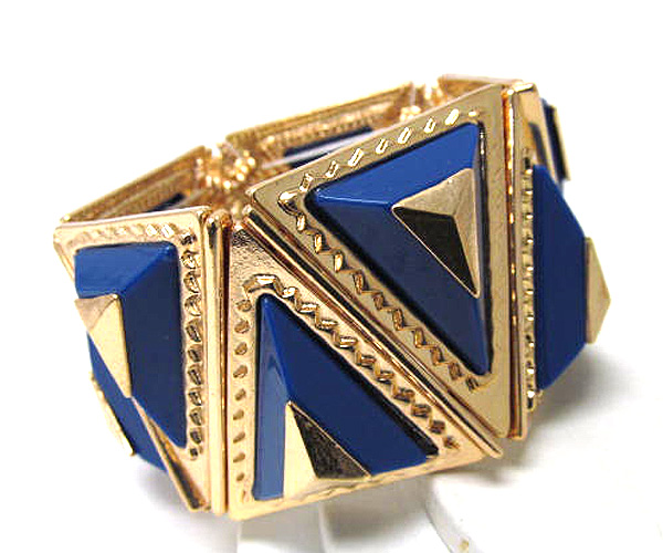 Metal triangle patern and acryl fashion stretch bracelet