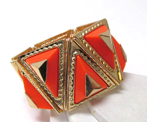 Metal triangle patern and acryl fashion stretch bracelet