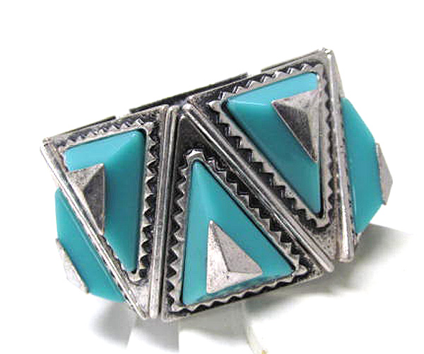 Metal triangle patern and acryl fashion stretch bracelet