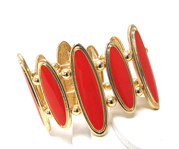 Metal and acryl oval fashion coloful patern stretch bracelet