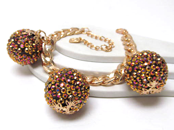 Crystal fashion disco balls chain bracelet