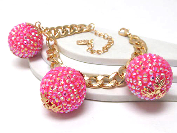 Crystal fashion disco balls chain bracelet