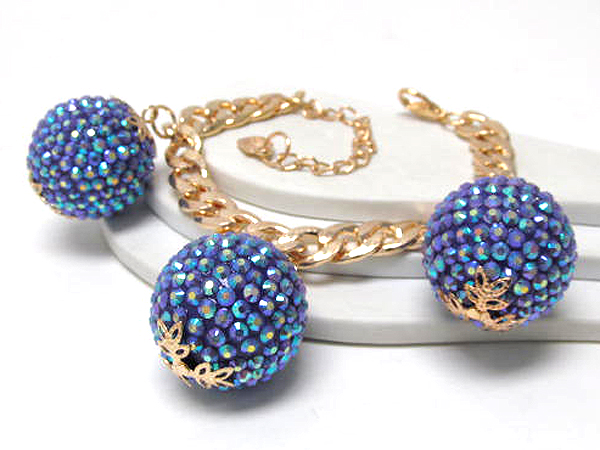 Crystal fashion disco balls chain bracelet