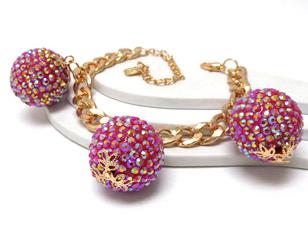 Crystal fashion disco balls chain bracelet