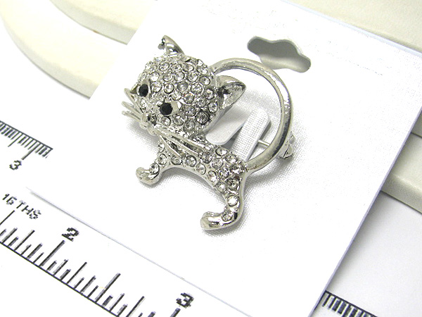 Crystal kitten pin or brooch